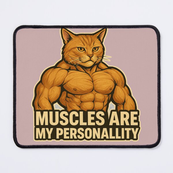 Item preview, Muscular Cat Gym Humor Art designed and sold by Pixostick.