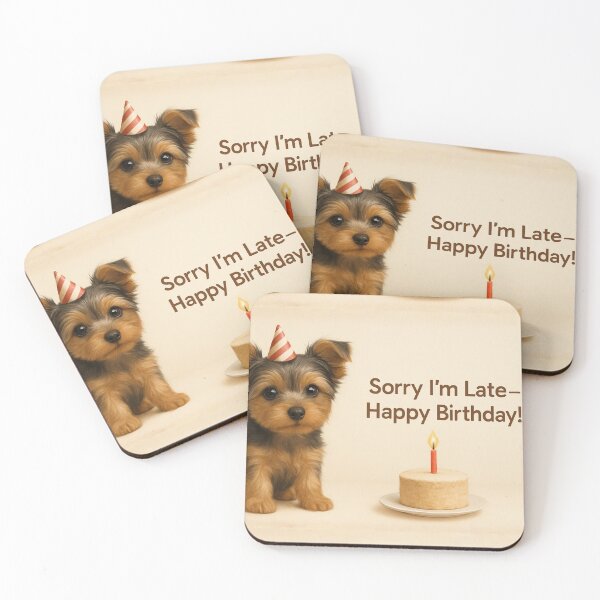 Item preview, Belated Birthday Yorkshire Terrier Puppy Card designed and sold by GivingJoy.