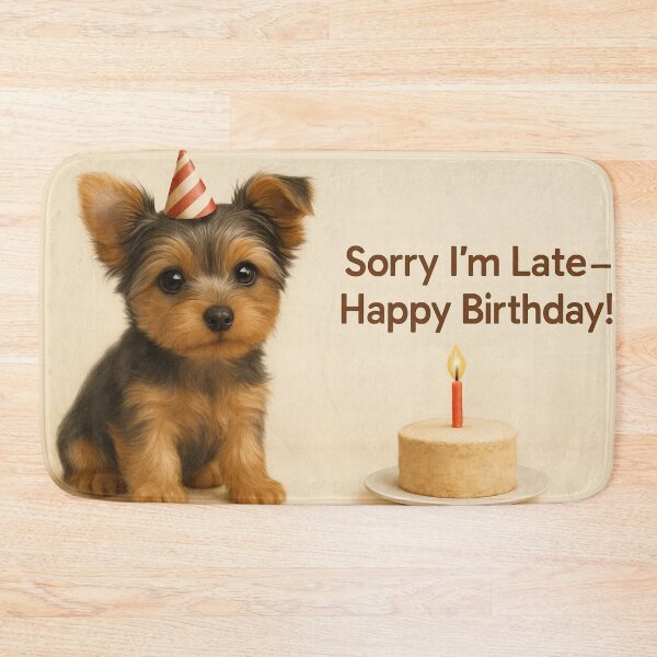 Item preview, Belated Birthday Yorkshire Terrier Puppy Card designed and sold by GivingJoy.