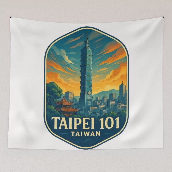 Item preview,  Sunset Behind Taipei 101 and Daan District Skyline, Taipei, Taiwan designed and sold by Places On Earth.