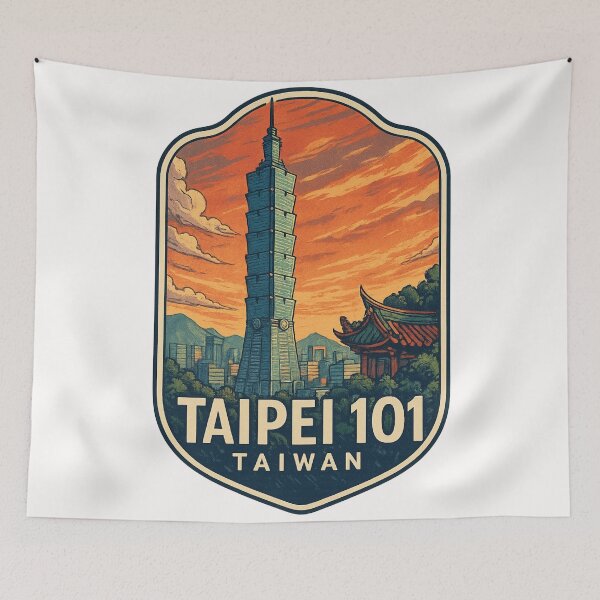 Item preview,  Taipei 101 and Xinyi District Skyline with Sunset Clouds, Taiwan designed and sold by Places On Earth.