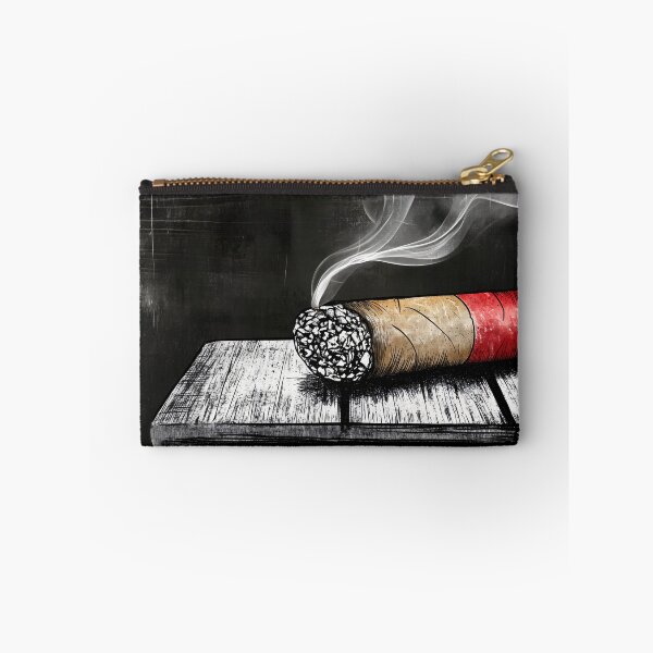 Item preview, A Smoking Cigar on a Wooden Table Moody Still Life with Smoke, Texture and Contrast designed and sold by OlfactoART Studio.
