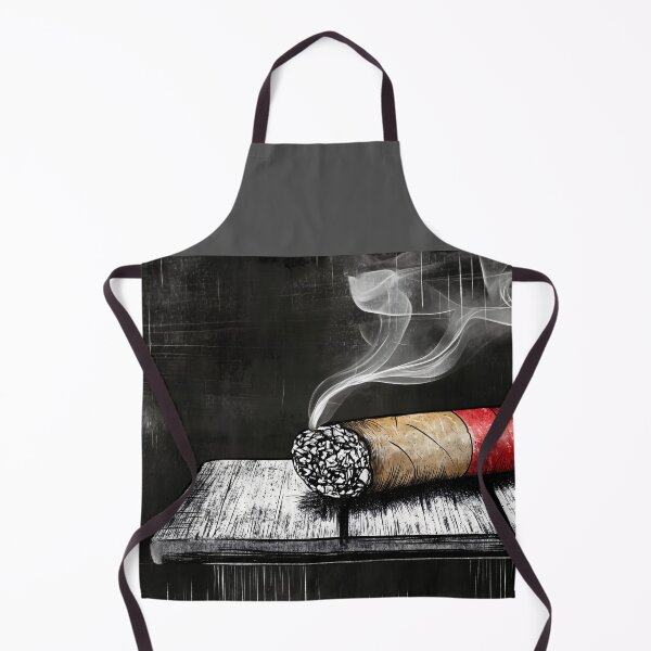 Item preview, A Smoking Cigar on a Wooden Table Moody Still Life with Smoke, Texture and Contrast designed and sold by OlfactoART Studio.