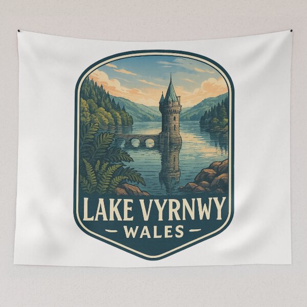 Item preview,  Gothic Water Tower at Lake Vyrnwy in Powys, Mid Wales designed and sold by Places On Earth.