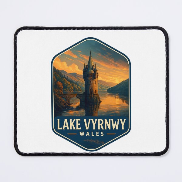 Item preview,  Sunset at Lake Vyrnwy with Historic Water Tower, Powys, Wales designed and sold by Places On Earth.