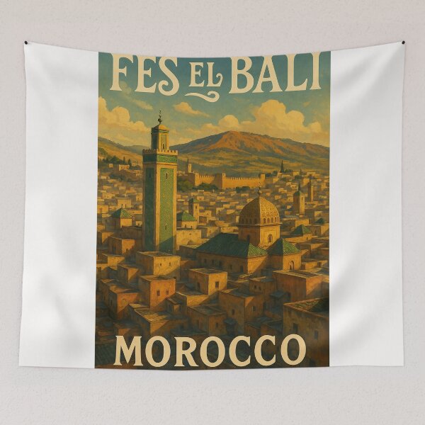 Item preview,  Medina of Fes el Bali with Rif Mountains, Fès-Meknès, Morocco designed and sold by Places On Earth.