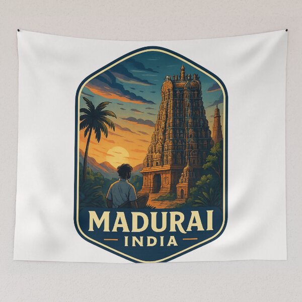 Item preview,  Sunset at Meenakshi Temple Gopuram in Madurai, Tamil Nadu, India designed and sold by Places On Earth.
