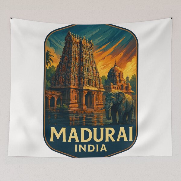Item preview,  Meenakshi Temple and Sacred Elephant, Madurai, Tamil Nadu, India designed and sold by Places On Earth.