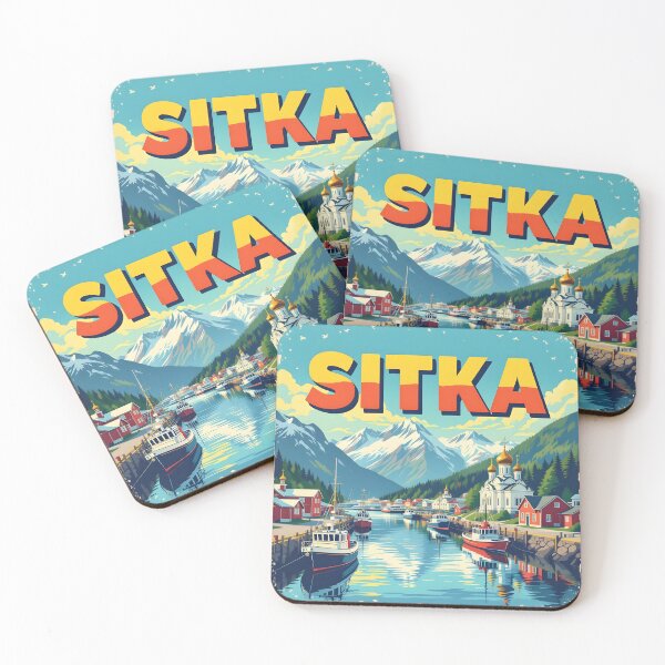 Item preview, Sitka, Alaska, USA: Vintage-Style Painterly Travel Poster designed and sold by LSVart.
