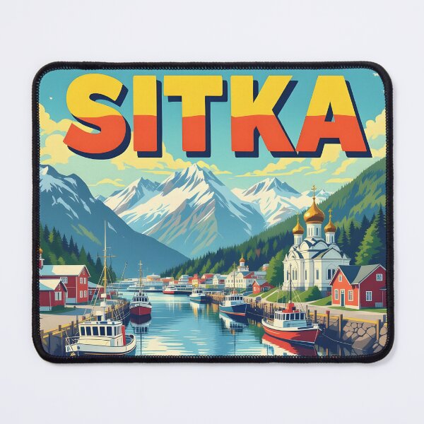 Item preview, Sitka, Alaska, USA: Vintage-Style Painterly Travel Poster designed and sold by LSVart.