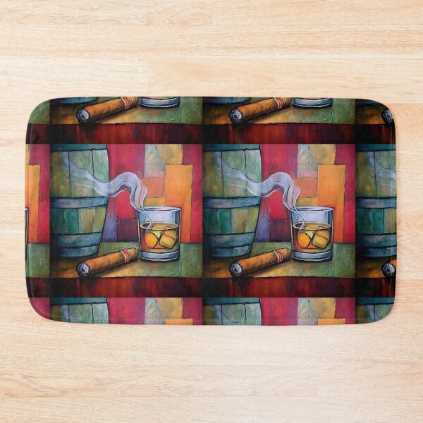 Item preview, Whiskey on Ice with a Lit Cigar: A Colorful Abstract Celebration of Relaxation and Indulgence designed and sold by OlfactoART Studio.