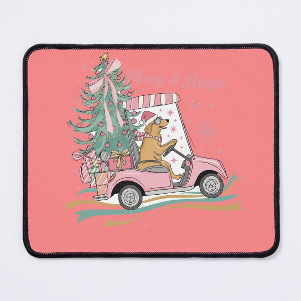 Item preview, Christmas Dog Sweatshirt Golden Retriever Golf Cart Holiday Xmas Season Sweater Pink Cute Santa Snow Puppy Lover Pullover Gift Mom Crewneck designed and sold by BANKACEM.STORE.
