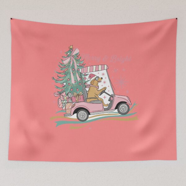 Item preview, Christmas Dog Sweatshirt Golden Retriever Golf Cart Holiday Xmas Season Sweater Pink Cute Santa Snow Puppy Lover Pullover Gift Mom Crewneck designed and sold by BANKACEM.STORE.