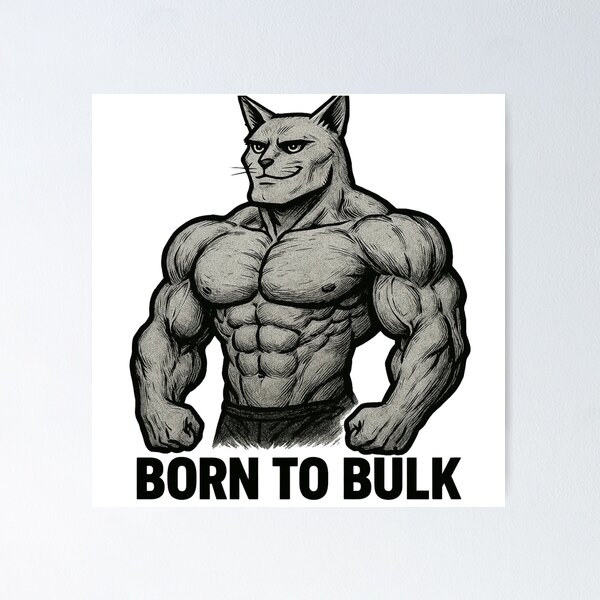 Item preview, Born To Bulk Gym Cat designed and sold by Pixostick.