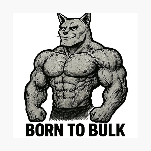 Item preview, Born To Bulk Gym Cat designed and sold by Pixostick.