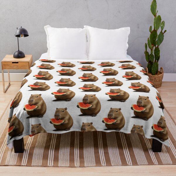 Item preview, Cute Capybara Eating Watermelon – Funny Summer Animal Illustration designed and sold by so01.