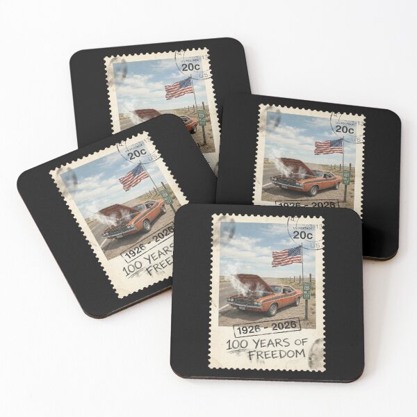 Item preview, Route 66 Centennial Breakdown Stamp: 100th Anniversary 1926-2026 Orange Muscle Car designed and sold by G350.