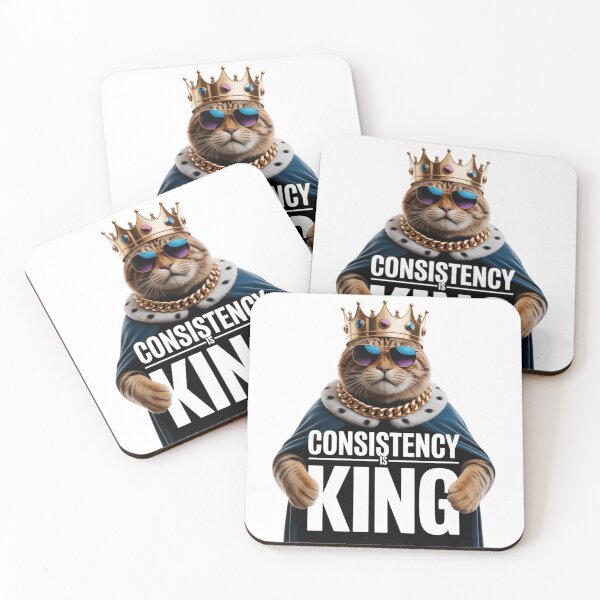 Item preview, Consistency Is King Motivational Cat Art designed and sold by Pixostick.
