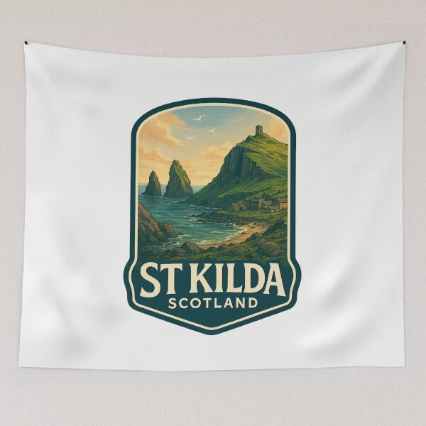 Item preview, Cliffs and Village Ruins of St Kilda, Outer Hebrides, Scotland designed and sold by Aryabek.