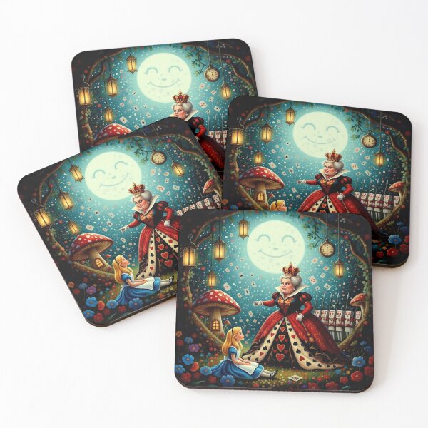Item preview, Queen of Hearts and Alice Royal Scene Art Print - Alice in Wonderland High Detail Pop Surrealism Painting designed and sold by Art's Diner.