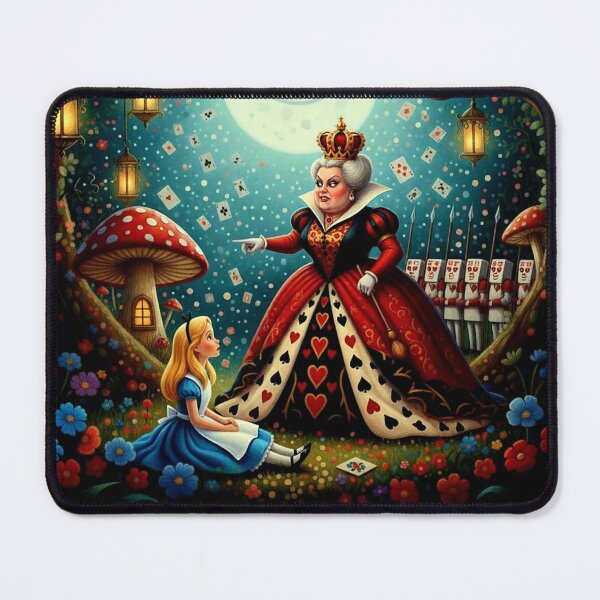 Item preview, Queen of Hearts and Alice Royal Scene Art Print - Alice in Wonderland High Detail Pop Surrealism Painting designed and sold by Art's Diner.