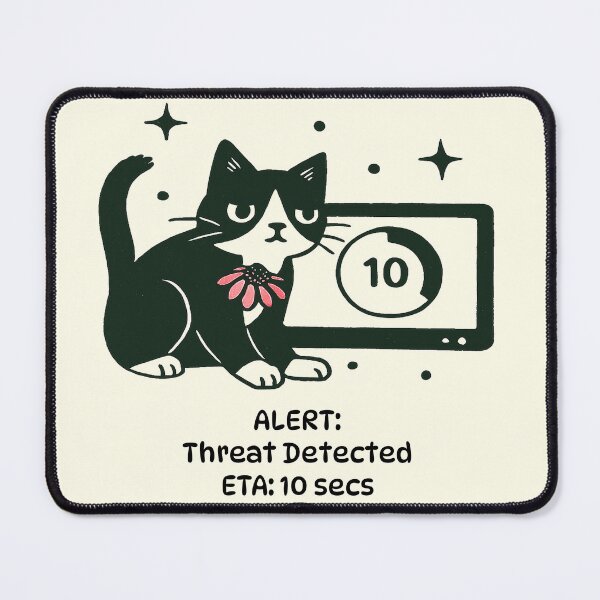 Item preview, Threat Detected - Countdown Cat Alert designed and sold by Beyondthelilyco.