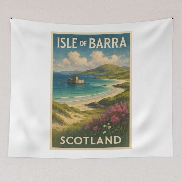Item preview, Flower-Lined Beaches and Kisimul Castle, Isle of Barra, Scotland designed and sold by Aryabek.