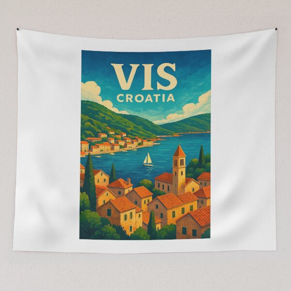 Item preview, Old Town Rooftops and Harbor View, Vis Island, Croatia designed and sold by Aryabek.
