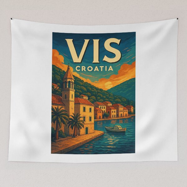 Item preview, Sunset Over Waterfront Promenade, Vis Island, Croatia designed and sold by Aryabek.