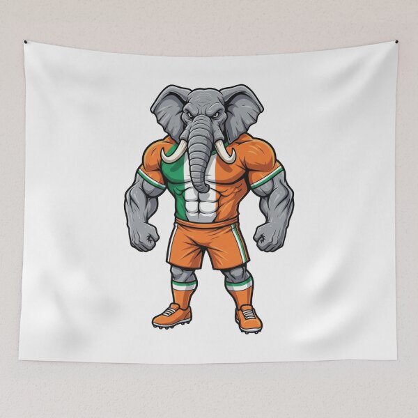 Item preview, Powerful Ivorian Elephant Football Mascot 2026 designed and sold by ArtByKatti.
