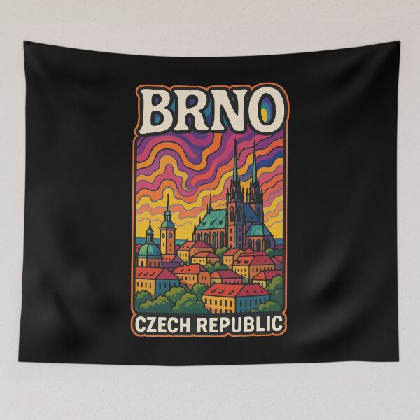 Item preview, Brno Czech Republic Colorful Trippy Travel designed and sold by TomFrontierArt.