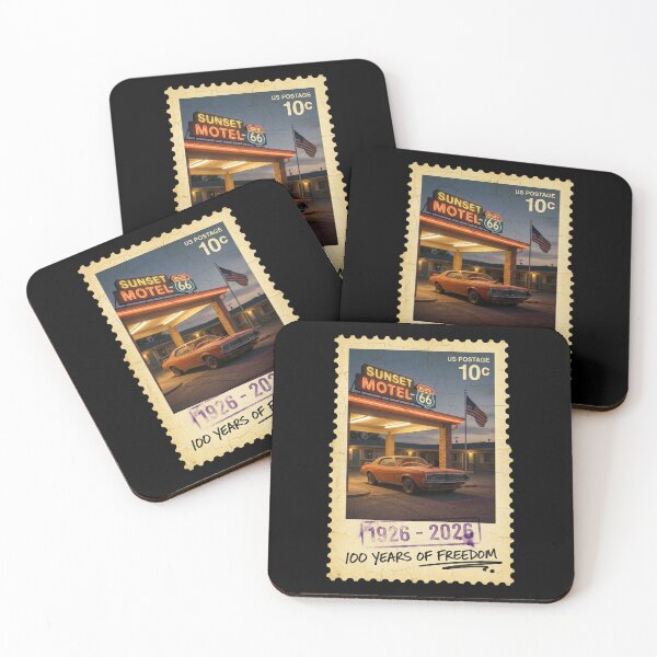 Artikelvorschau, Route 66 Centennial Sunset Motel Neon: 100. Jahrestag 1926-2026 Briefmarke entworfen und verkauft von G350.