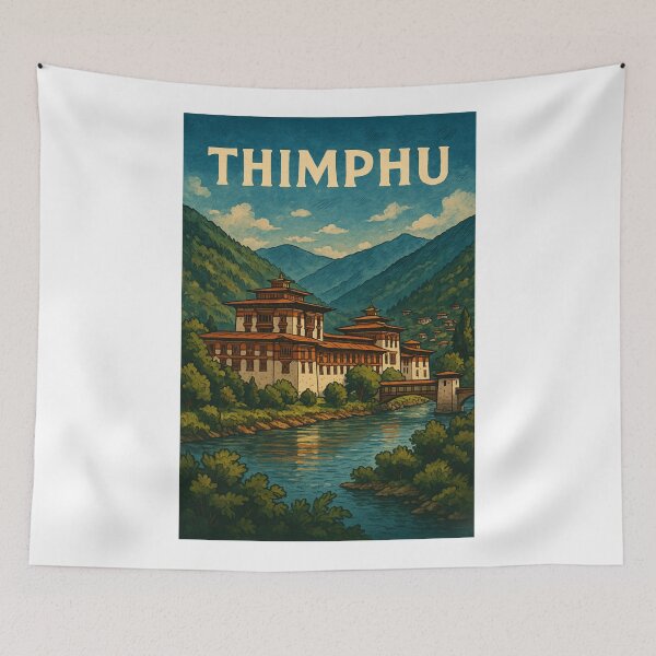 Item preview, Tashichho Dzong and River Valley, Thimphu, Bhutan designed and sold by Aryabek.