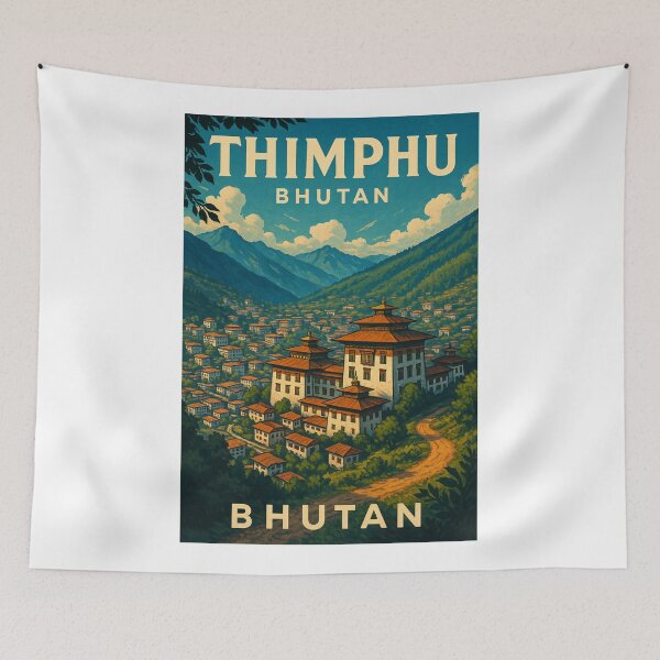Item preview, Hilltop View of Thimphu Valley and Monasteries, Bhutan designed and sold by Aryabek.
