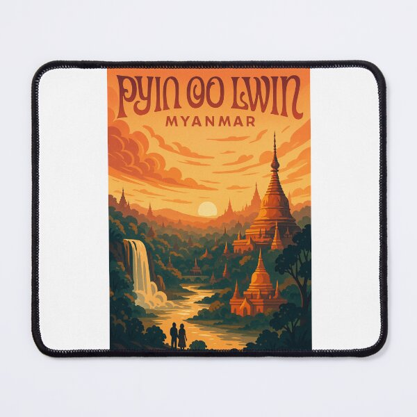 Item preview, Golden Temples and Waterfalls at Sunset, Pyin Oo Lwin, Myanmar designed and sold by Aryabek.