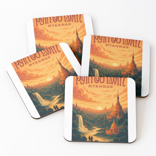 Item preview, Golden Temples and Waterfalls at Sunset, Pyin Oo Lwin, Myanmar designed and sold by Aryabek.