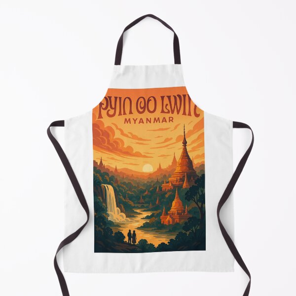 Item preview, Golden Temples and Waterfalls at Sunset, Pyin Oo Lwin, Myanmar designed and sold by Aryabek.