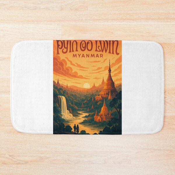 Item preview, Golden Temples and Waterfalls at Sunset, Pyin Oo Lwin, Myanmar designed and sold by Aryabek.