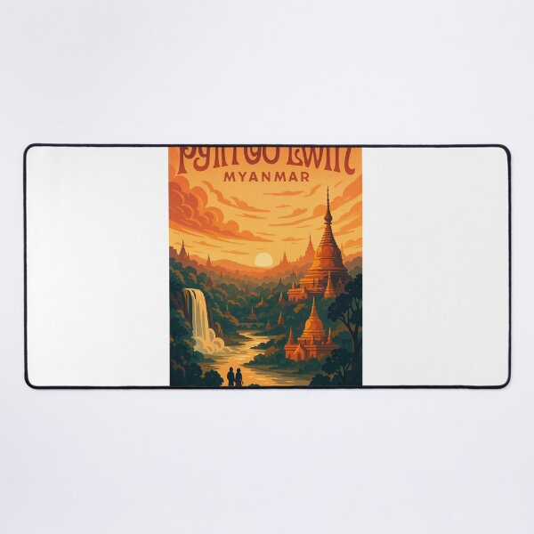 Item preview, Golden Temples and Waterfalls at Sunset, Pyin Oo Lwin, Myanmar designed and sold by Aryabek.