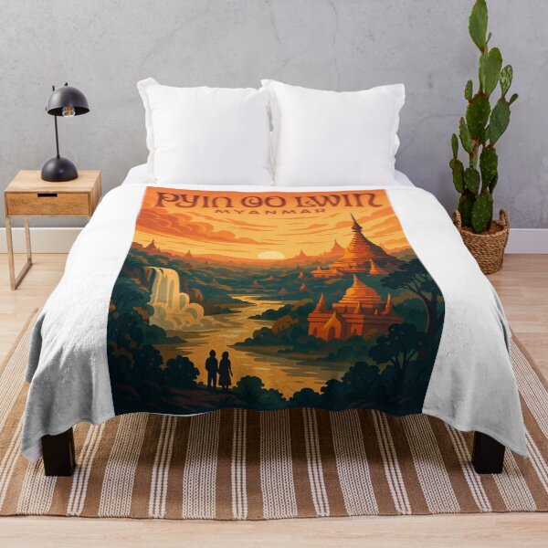 Item preview, Golden Temples and Waterfalls at Sunset, Pyin Oo Lwin, Myanmar designed and sold by Aryabek.