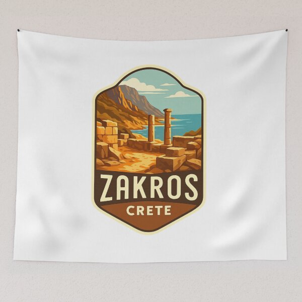 Item preview, Seaside Ruins and Mountain Backdrop, Zakros, Crete, Greece designed and sold by Aryabek.