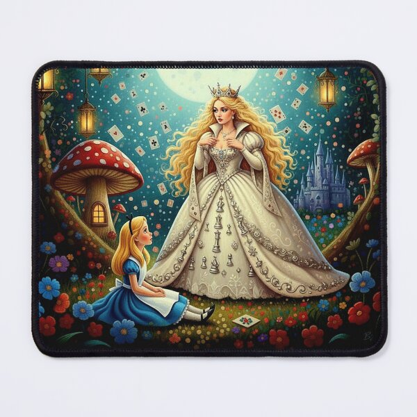 Item preview, White Queen and Alice Meeting Art Print - Alice in Wonderland High Detail Pop Surrealism Painting designed and sold by Art's Diner.