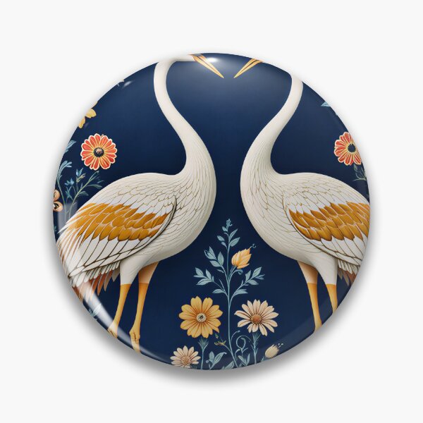 Item preview, Rogan Art Cranes Symmetrical Folk Nature Illustration designed and sold by wpsstudio.