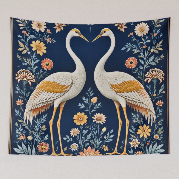 Item preview, Rogan Art Cranes Symmetrical Folk Nature Illustration designed and sold by wpsstudio.