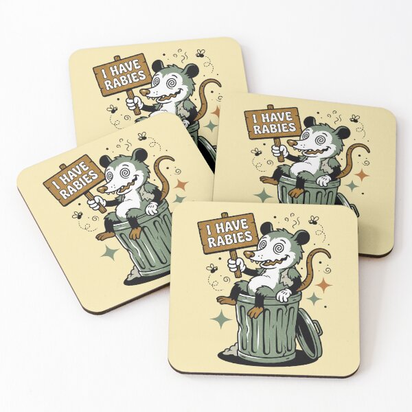Item preview, I Have Rabies Opossum Retro Cartoon Trash Can Illustration designed and sold by FreshVibe Prints.