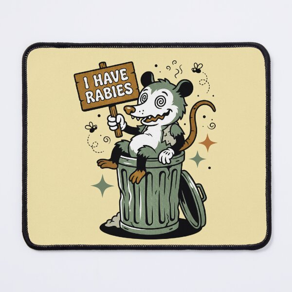 Item preview, I Have Rabies Opossum Retro Cartoon Trash Can Illustration designed and sold by FreshVibe Prints.