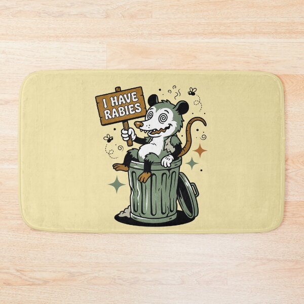 Item preview, I Have Rabies Opossum Retro Cartoon Trash Can Illustration designed and sold by FreshVibe Prints.