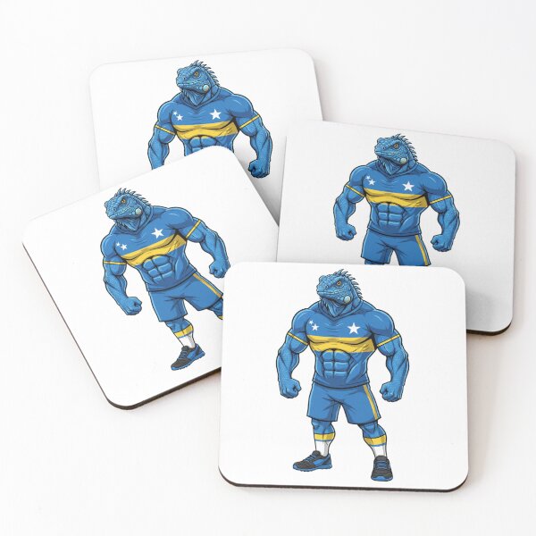 Item preview, Strong Curaçao Blue Iguana Football Mascot 2026 designed and sold by ArtByKatti.