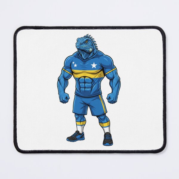 Item preview, Strong Curaçao Blue Iguana Football Mascot 2026 designed and sold by ArtByKatti.