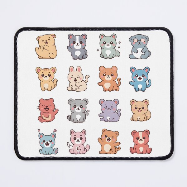Item preview, Cute Animal Sticker Sheet – 16 Cartoon Creatures in Grid Pack designed and sold by SoftyDesigns.